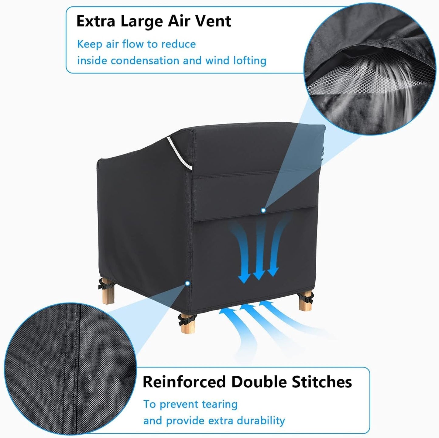 Waterproof Patio Chair Covers – Heavy Duty, 2 Pack (30" x 34" x 38")