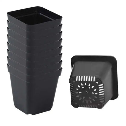 Plastic Seedling Starter Pots – 50 Pack, Square Black Nursery Pots