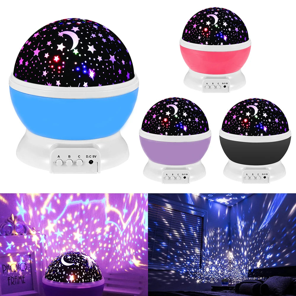 Rotating Starry Sky & Galaxy Projector Night Light – Nursery Table Lamp Decor