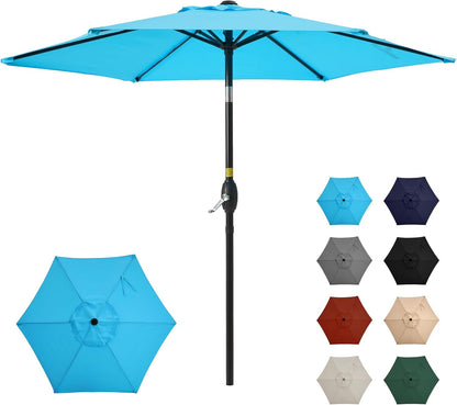 Outdoor Market Umbrella – Crank Lift with Push-Button Tilt, Metal Pole