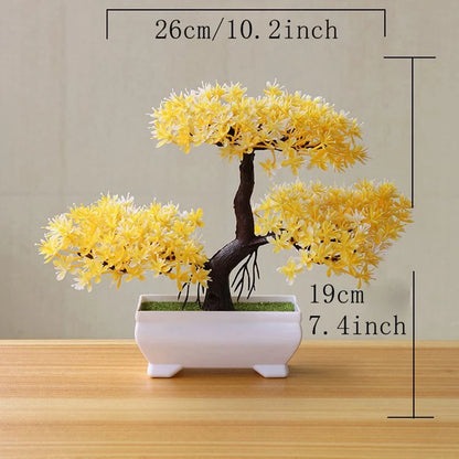 Artificial Bonsai Tree Simulation Potted Plant – Fake Plant Ornament for Garden, Home, Table & Bedroom Decoration, Indoor/Outdoor