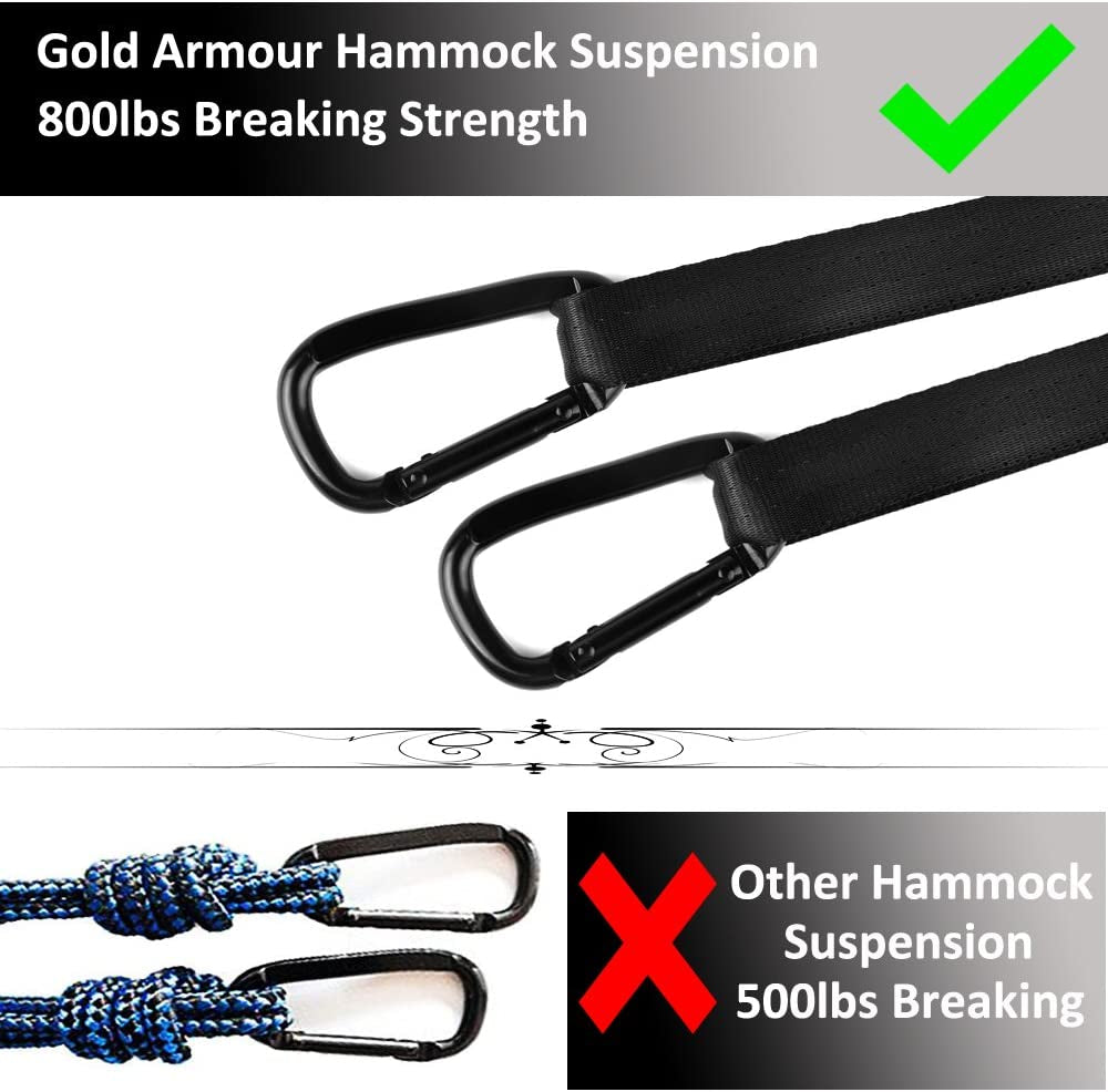 Portable Single Camping Hammock for Outdoor & Indoor Use, Adults & Kids – Black & Grey