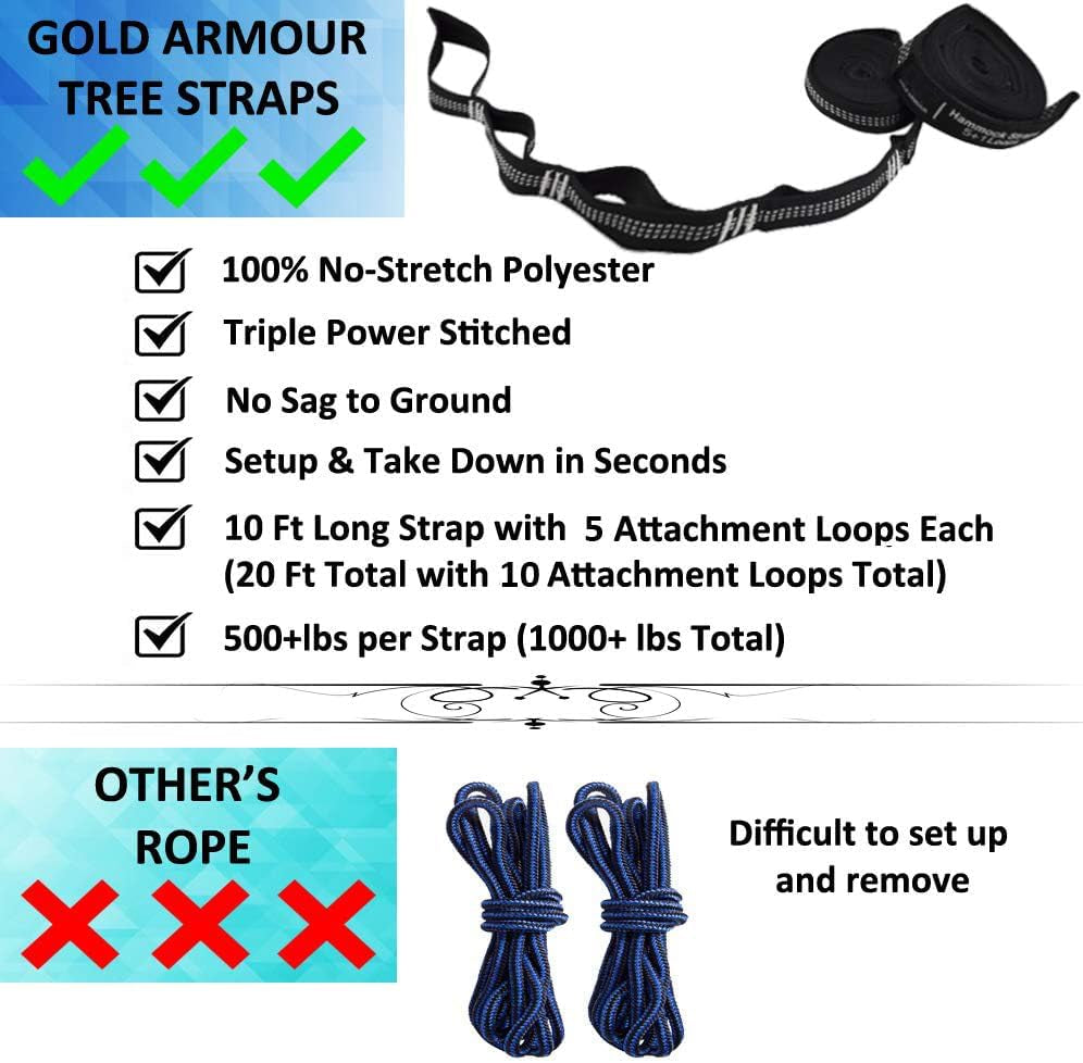 Portable Single Camping Hammock for Outdoor & Indoor Use, Adults & Kids – Black & Grey