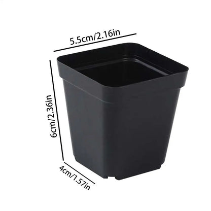 Plastic Seedling Starter Pots – 50 Pack, Square Black Nursery Pots