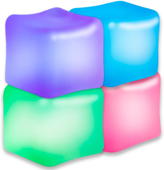4Pcs Glow-in-Dark Stress Cube Fidget Toys – High Density Squishy Squeeze Cubes for Teens, Adults & Kids, Stocking Stuffers