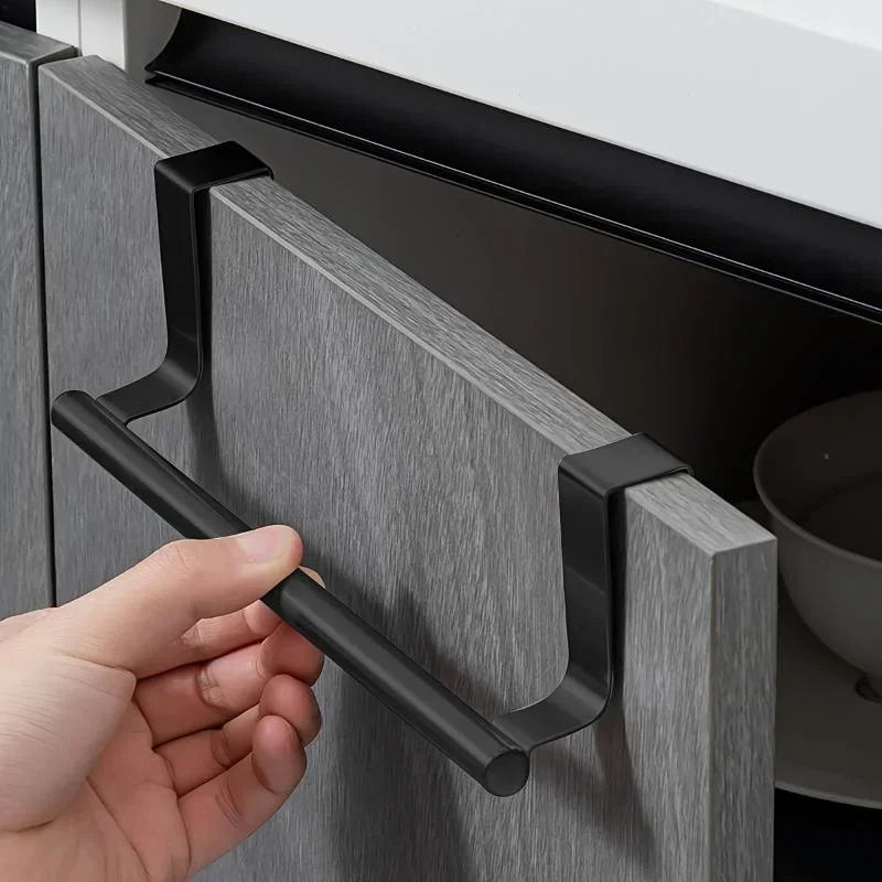 Steel Wire Over-Cabinet Towel Rack – Punch-Free Hanging Bathroom Door Organizer