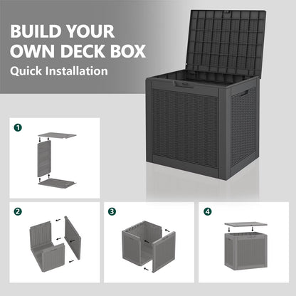 31-Gallon Waterproof Resin Deck Box – UV Resistant Outdoor Storage, Black