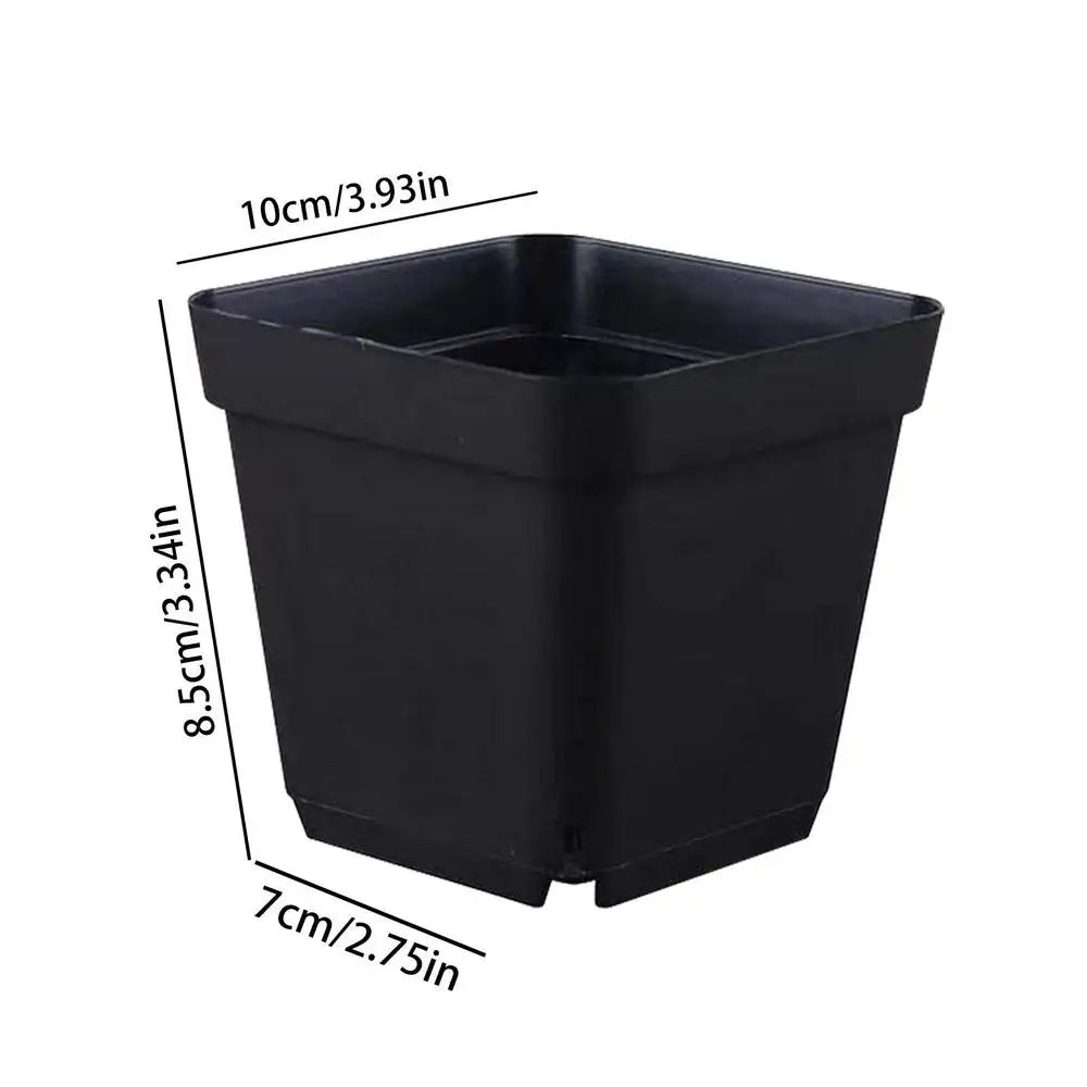 Plastic Seedling Starter Pots – 50 Pack, Square Black Nursery Pots