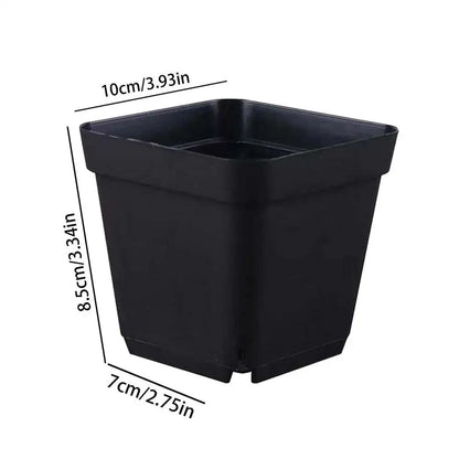 Plastic Seedling Starter Pots – 50 Pack, Square Black Nursery Pots