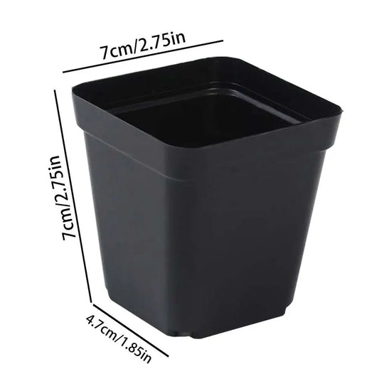 Plastic Seedling Starter Pots – 50 Pack, Square Black Nursery Pots