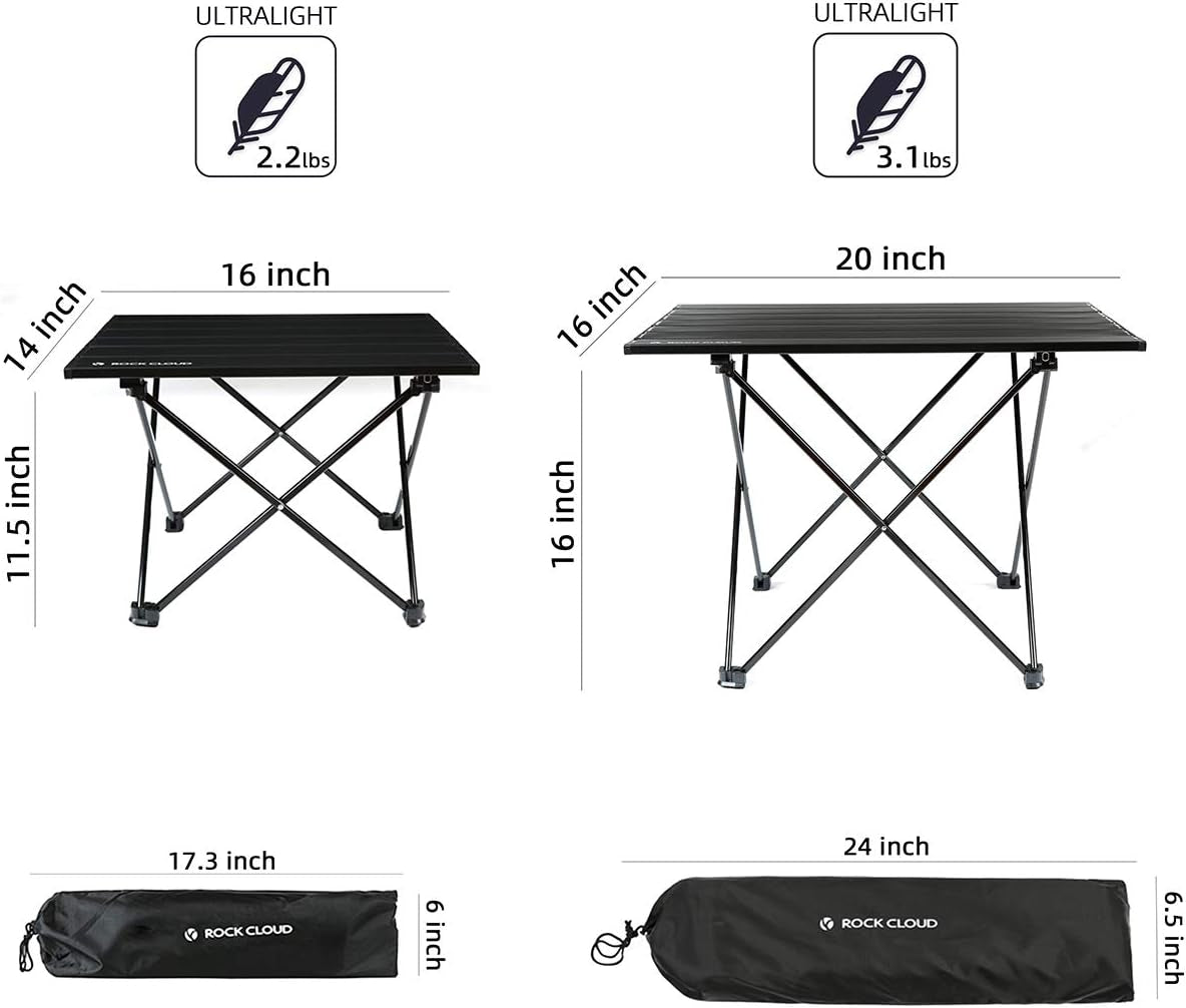 Ultralight Aluminum Portable Folding Camp Table – for Camping, Hiking, Backpacking, Beach & Picnic, Size M