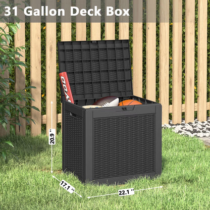 31-Gallon Waterproof Resin Deck Box – UV Resistant Outdoor Storage, Black