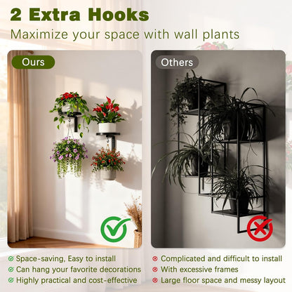 Wall-Mounted Plant Hangers – Modern Metal Floating Shelves, 2 Pack
