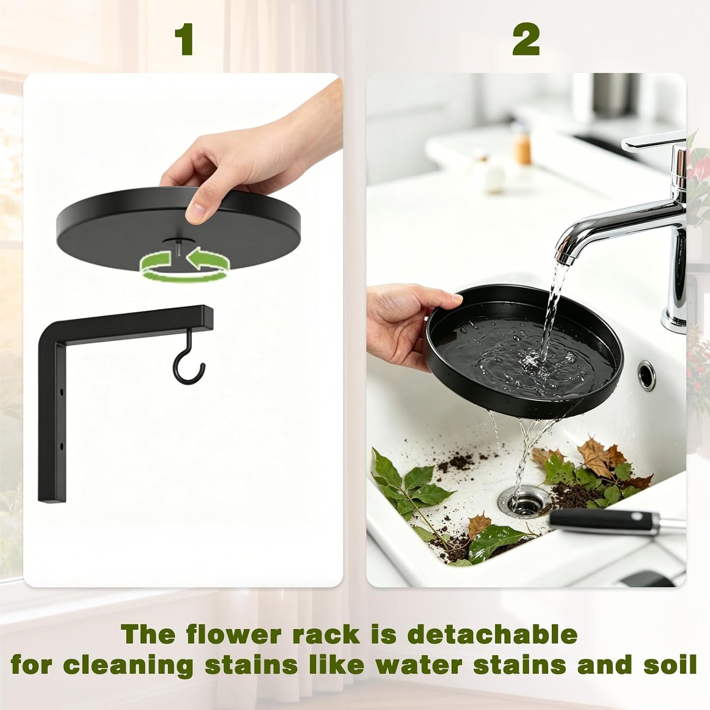 Wall-Mounted Plant Hangers – Modern Metal Floating Shelves, 2 Pack