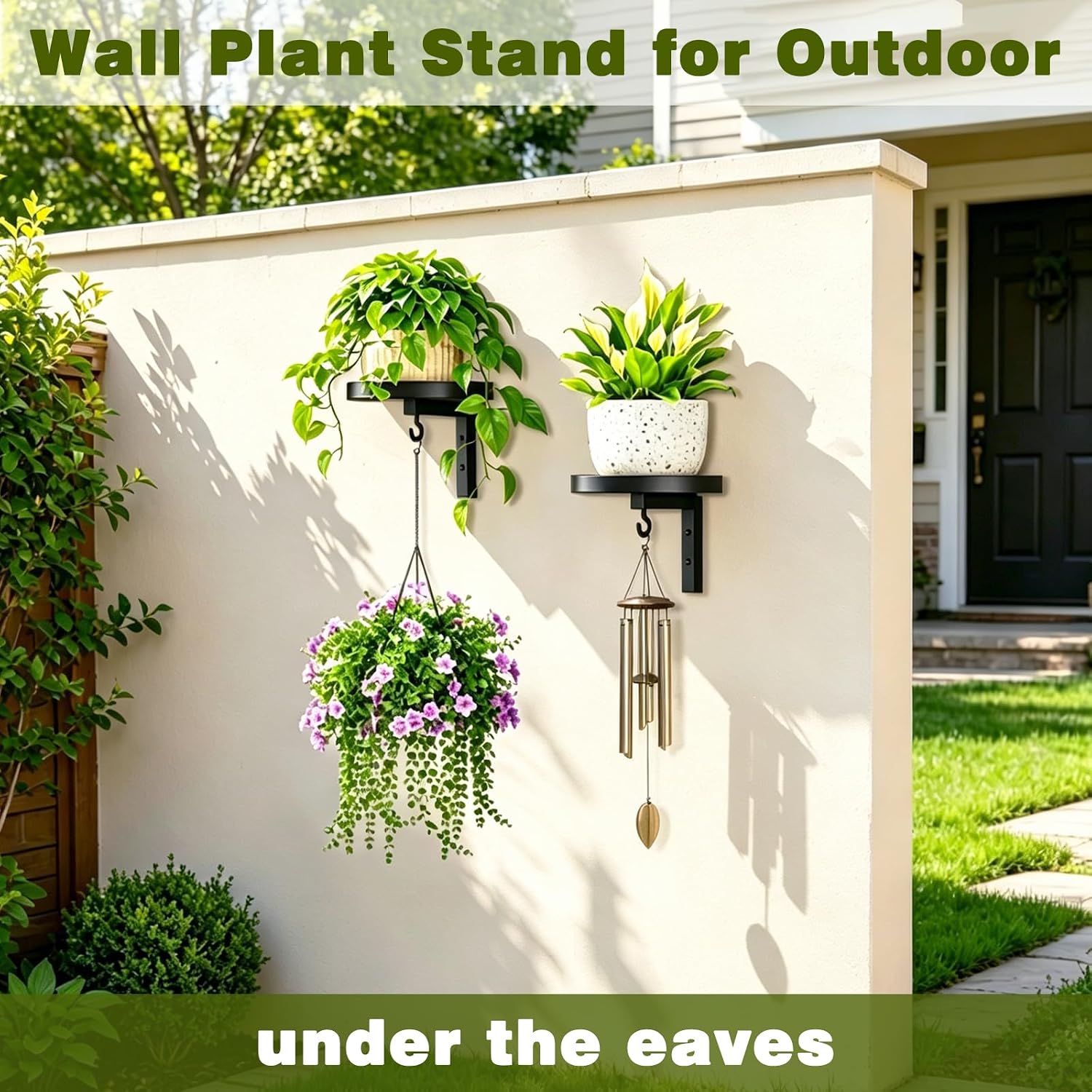 Wall-Mounted Plant Hangers – Modern Metal Floating Shelves, 2 Pack