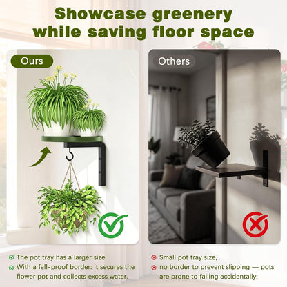 Wall-Mounted Plant Hangers – Modern Metal Floating Shelves, 2 Pack