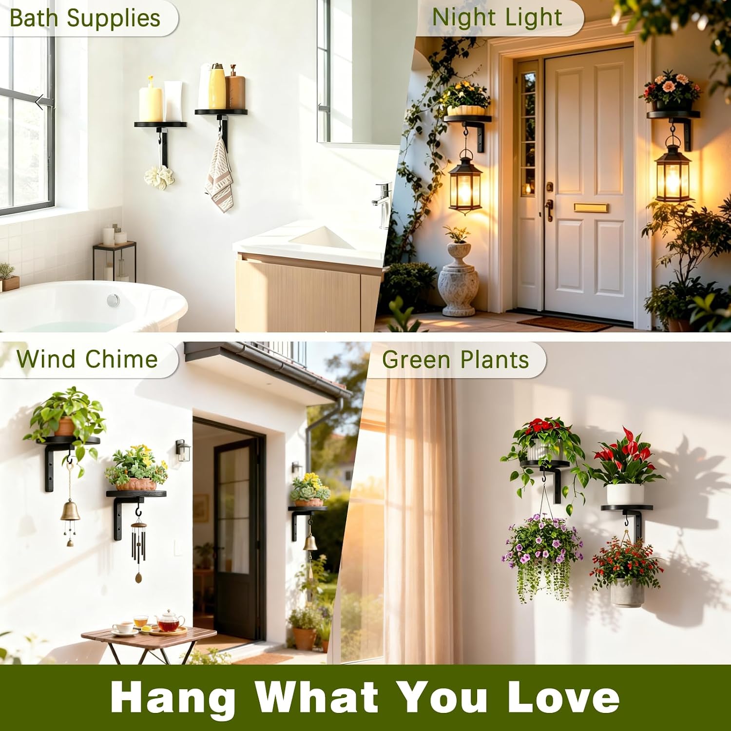 Wall-Mounted Plant Hangers – Modern Metal Floating Shelves, 2 Pack