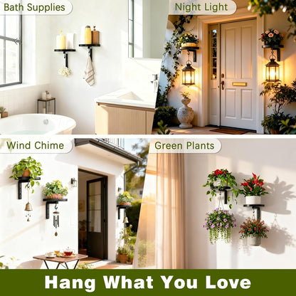 Wall-Mounted Plant Hangers – Modern Metal Floating Shelves, 2 Pack