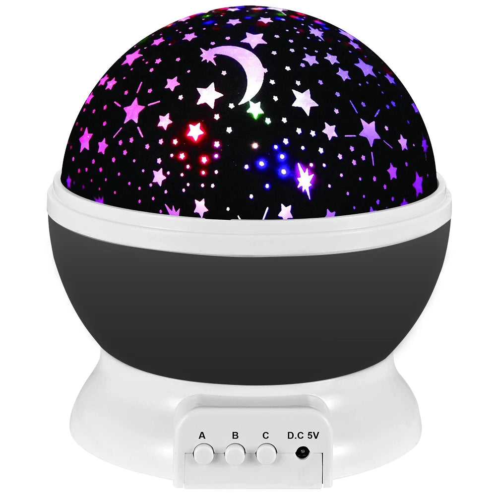 Rotating Starry Sky & Galaxy Projector Night Light – Nursery Table Lamp Decor