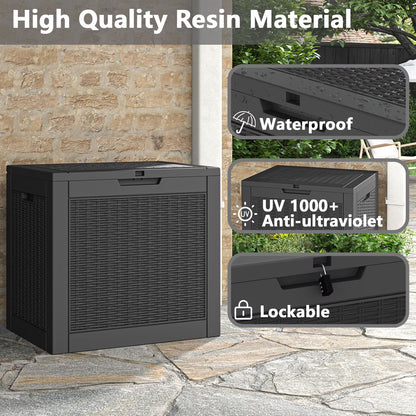 31-Gallon Waterproof Resin Deck Box – UV Resistant Outdoor Storage, Black