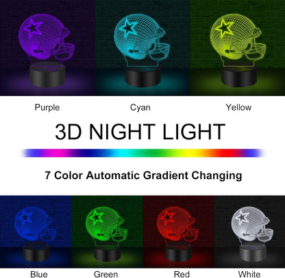 3D Illusion Baseball Helmet Night Light – 7-Color USB Touch Desk Lamp for Kids