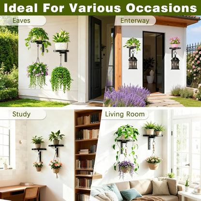 Wall-Mounted Plant Hangers – Modern Metal Floating Shelves, 2 Pack