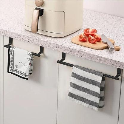 Steel Wire Over-Cabinet Towel Rack – Punch-Free Hanging Bathroom Door Organizer