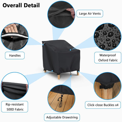 Waterproof Patio Chair Covers – Heavy Duty, 2 Pack (30" x 34" x 38")