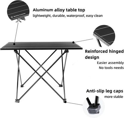 Ultralight Aluminum Portable Folding Camp Table – for Camping, Hiking, Backpacking, Beach & Picnic, Size M