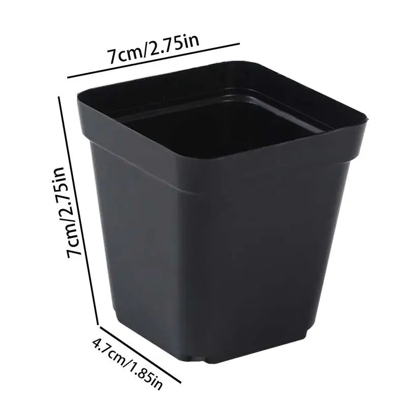 Plastic Seedling Starter Pots – 50 Pack, Square Black Nursery Pots