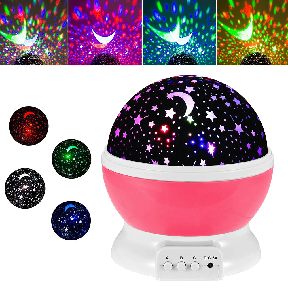Rotating Starry Sky & Galaxy Projector Night Light – Nursery Table Lamp Decor