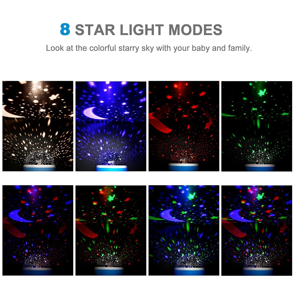 Rotating Starry Sky & Galaxy Projector Night Light – Nursery Table Lamp Decor
