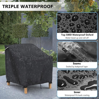 Waterproof Patio Chair Covers – Heavy Duty, 2 Pack (30" x 34" x 38")