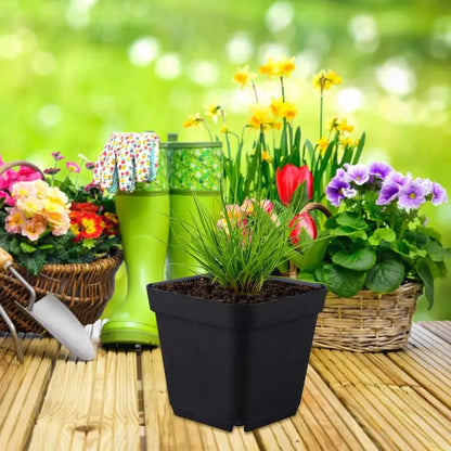 Plastic Seedling Starter Pots – 50 Pack, Square Black Nursery Pots