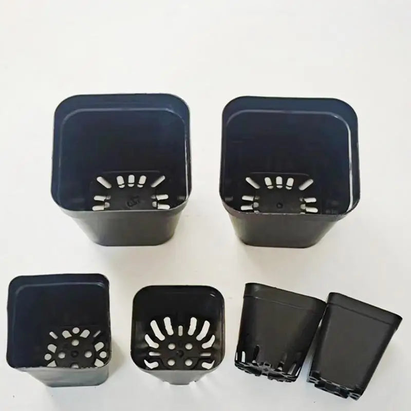 Plastic Seedling Starter Pots – 50 Pack, Square Black Nursery Pots