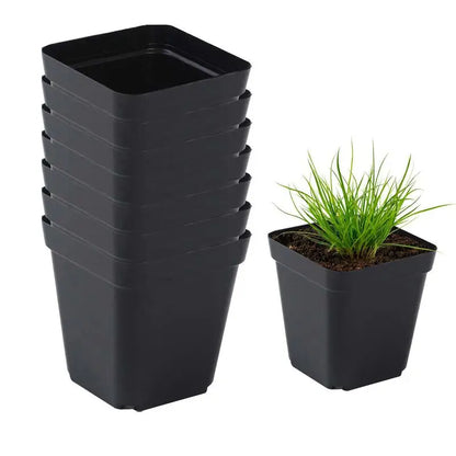 Plastic Seedling Starter Pots – 50 Pack, Square Black Nursery Pots