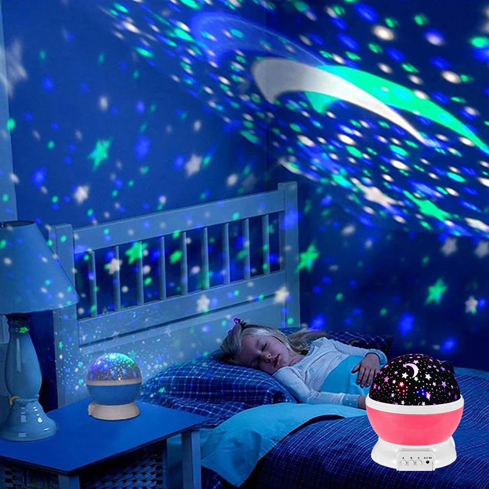 Rotating Starry Sky & Galaxy Projector Night Light – Nursery Table Lamp Decor