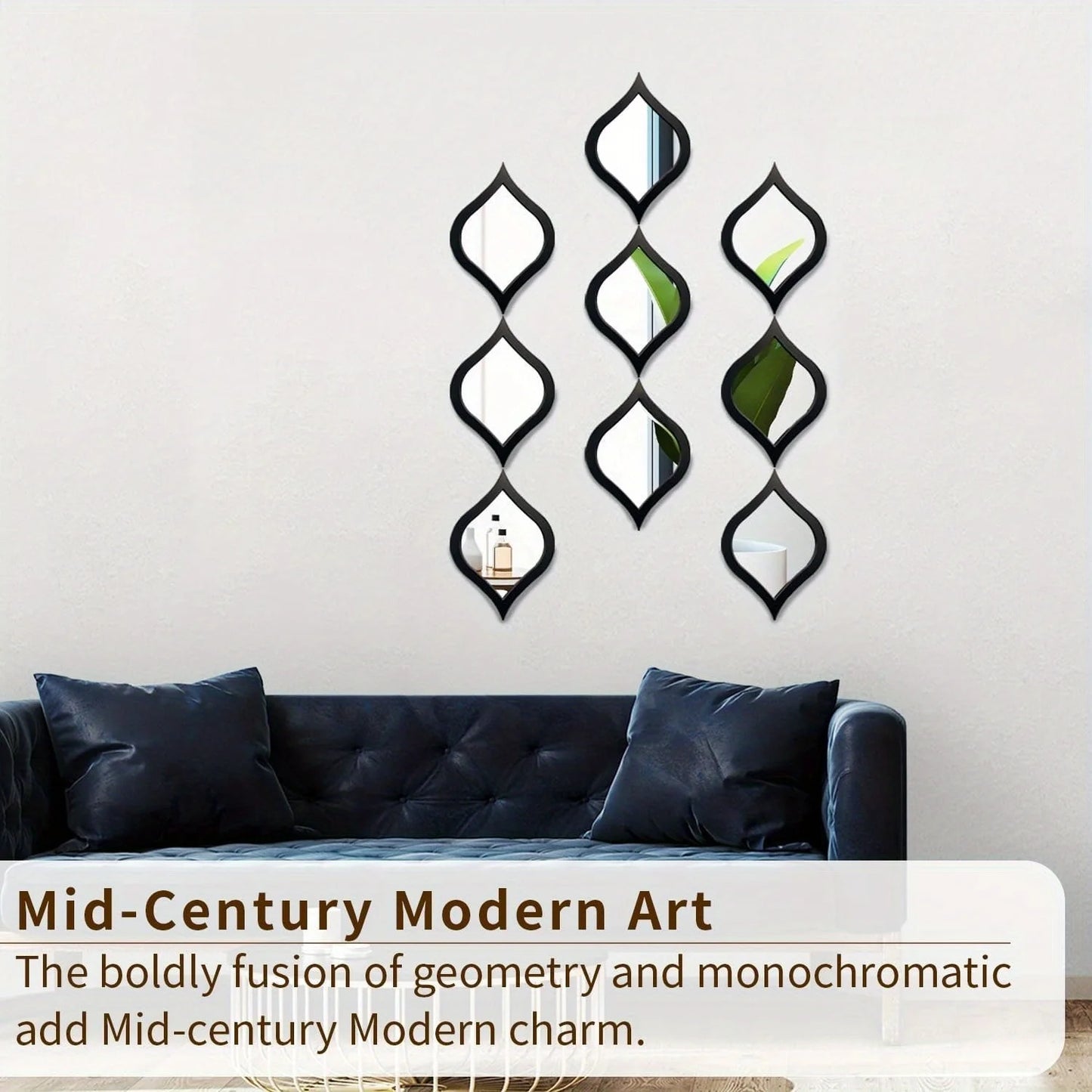 3Pcs Modern Teardrop Mirror Wall Decor – Boho Moon Design for Bedroom & Living Room
