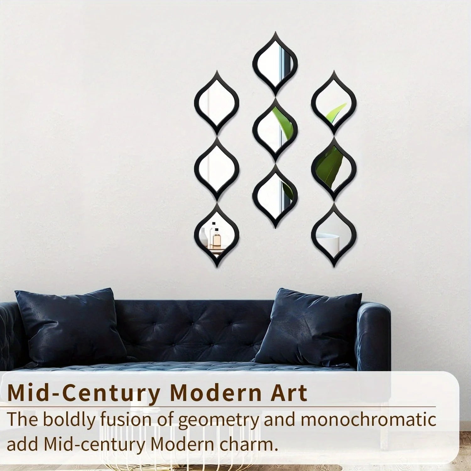 3Pcs Modern Teardrop Mirror Wall Decor – Boho Moon Design for Bedroom & Living Room
