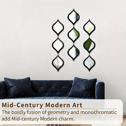 3Pcs Modern Teardrop Mirror Wall Decor – Boho Moon Design for Bedroom & Living Room