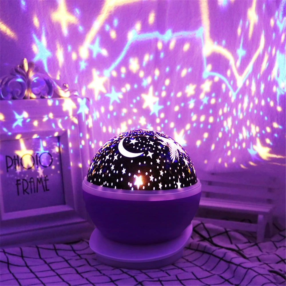 Rotating Starry Sky & Galaxy Projector Night Light – Nursery Table Lamp Decor