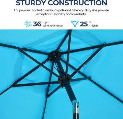 Outdoor Market Umbrella – Crank Lift with Push-Button Tilt, Metal Pole
