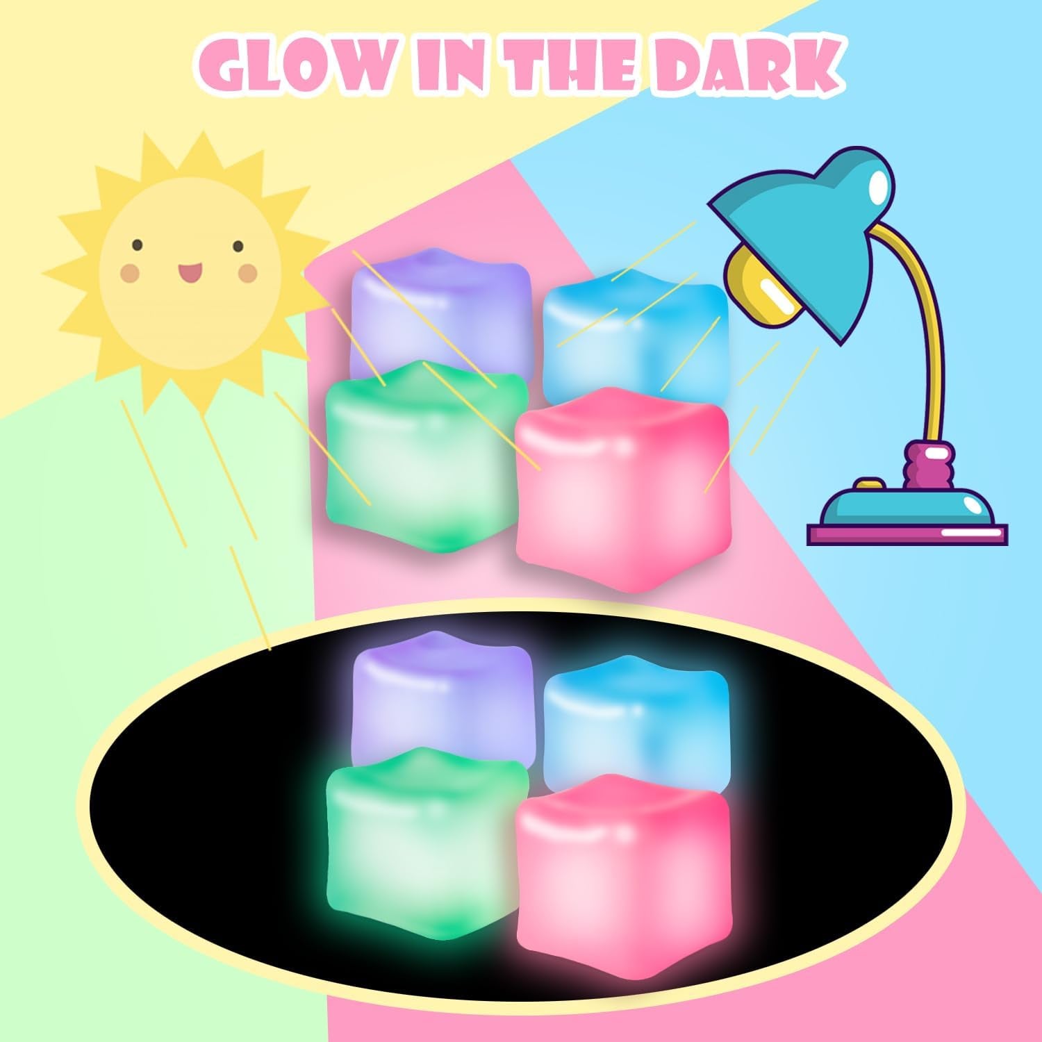 4Pcs Glow-in-Dark Stress Cube Fidget Toys – High Density Squishy Squeeze Cubes for Teens, Adults & Kids, Stocking Stuffers